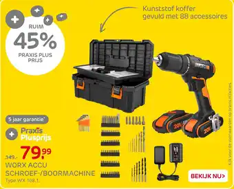 Praxis Worx accu schroef boormachine aanbieding