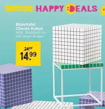 Xenos Bijzettafel Checks Kubus aanbieding