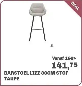 Trendhopper Barstoel Lizz 80cm stof Taupe aanbieding