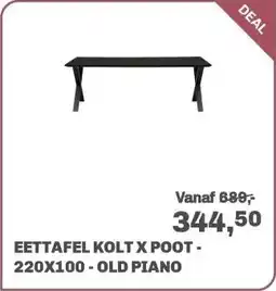 Trendhopper Eettafel Kolt X poot - 220x100 - Old piano aanbieding