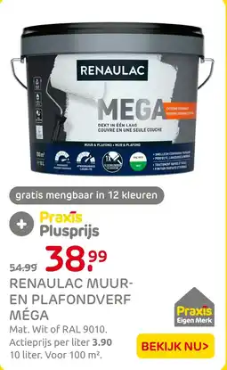 Praxis Renaulac muur en plafondverf méga aanbieding