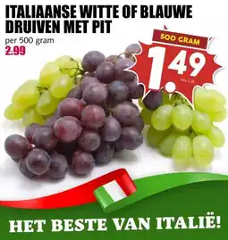 MCD Supermarkt ITALIAANSE WITTE OF BLAUWE DRUIVEN MET PIT aanbieding