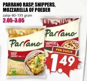 MCD Supermarkt PARRANO RASP, SNIPPERS, MOZZARELLA OF POEDER aanbieding