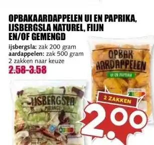 MCD Supermarkt OPBAKAARDAPPELEN UI EN PAPRIKA, IJSBERGSLA NATUREL, FIIJN EN/OF GEMENGD aanbieding