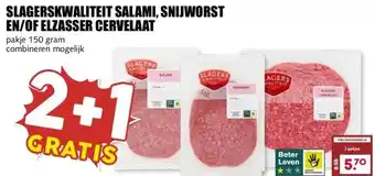 MCD Supermarkt SLAGERSKWALITEIT SALAMI, SNIJWORST EN/OF ELZASSER CERVELAAT aanbieding