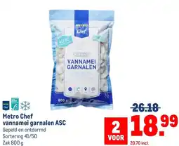 Makro Metro Chef vannamei garnalen ASC aanbieding