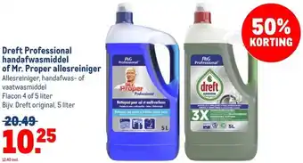 Makro Dreft Professional handafwasmiddel of Mr. Proper allesreiniger aanbieding