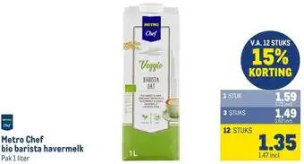 Makro Metro Chef bio barista havermelk aanbieding