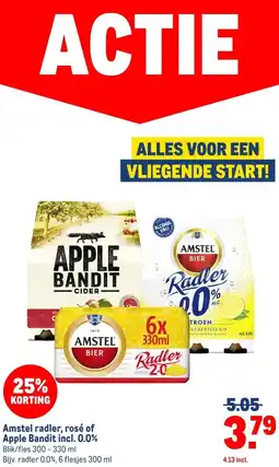 Makro Amstel radler, rosé of Apple Bandit incl. 0.0% aanbieding