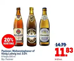Makro Paulaner, Weihenstephaner of König Ludwig incl. 0.0% aanbieding