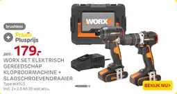 Praxis Worx set elektrisch gereedschap klopboormachine slagschroevendraaier aanbieding