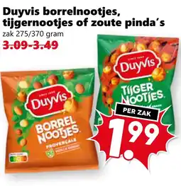 CoopCompact Duyvis borrelnootjes, tijgernootjes of zoute pinda's aanbieding