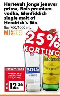 CoopCompact Hartevelt jonge jenever prima, Bols premium vodka, Glenfiddich single malt of Hendrick's Gin aanbieding
