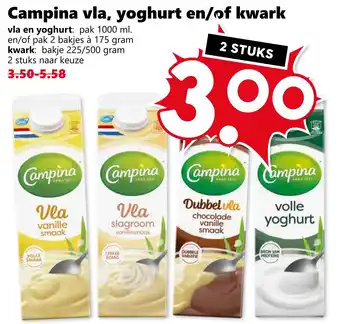 Coop Campina vla, yoghurt en/of kwark aanbieding