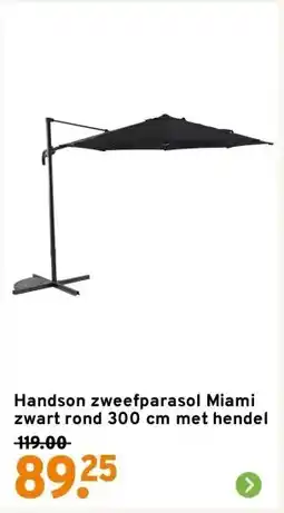 GAMMA Handson zweefparasol Miami zwart rond 300 cm met hendel aanbieding