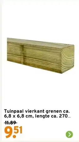 GAMMA Tuinpaal vierkant grenen ca. 6,8 x 6,8 cm, lengte ca. 270 cm aanbieding