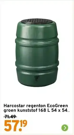 GAMMA Harcostar regenton EcoGreen groen kunststof 168 L 54 x 54 x 79 cm aanbieding