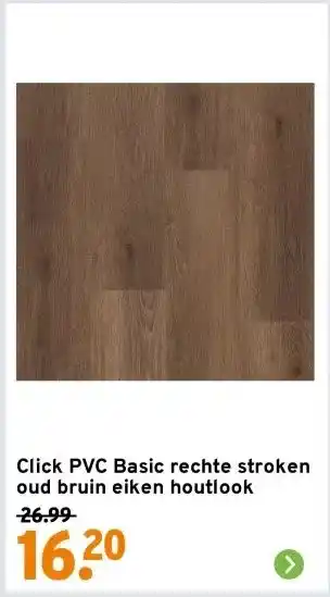 GAMMA Click PVC Basic rechte stroken oud bruin eiken houtlook aanbieding
