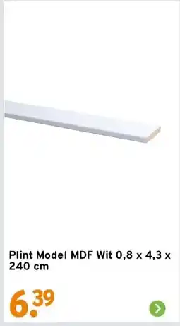 GAMMA Plint Model MDF Wit 0,8 x 4,3 x 240 cm aanbieding