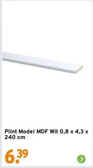 GAMMA Plint Model MDF Wit 0,8 x 4,3 x 240 cm aanbieding