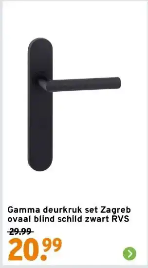 GAMMA Gamma deurkruk set Zagreb ovaal blind schild zwart RVS aanbieding
