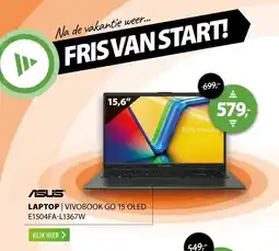 Expert Asus Vivobook Go 15 OLED E1504FA-L1367W Zwart aanbieding