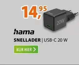 Expert Hama Fast Charger USB-C PD/Qualcomm® Super-Mini Charger 20 W Zwart aanbieding