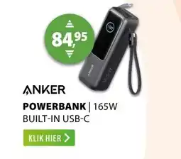 Expert Anker Power Bank (25K 165W Built-In USB-C and Retractable Cable) aanbieding