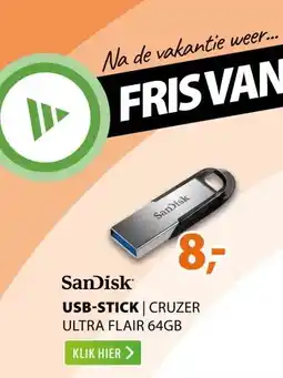 Expert SanDisk Cruzer Ultra Flair 64GB (USB 3.0) Zwart aanbieding