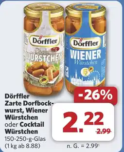 Combi Dörffler Zarte Dorfbock- wurst, Wiener Würstchen oder Cocktail Würstchen aanbieding