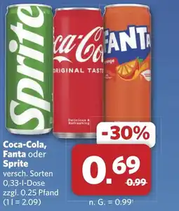 Combi Coca-Cola, Fanta oder Sprite aanbieding