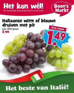 Boon`s Markt Italiaanse witte of blauwe druiven met pit aanbieding