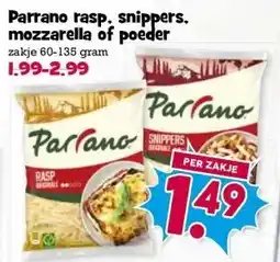 Boon`s Markt Parrano rasp. snippers. mozzarella of poeder aanbieding