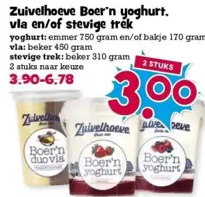 Boon`s Markt Zuivelhoeve Boer'n yoghurt. vla en/of stevige trek aanbieding