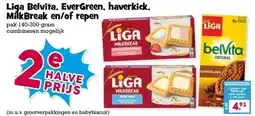 Boon`s Markt Liga Belvita, EverGreen, haverkick. MilkBreak en/of repen aanbieding