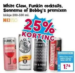 Boon`s Markt White Claw, Funkin cocktails. Sonnema of Bobby's premixen aanbieding