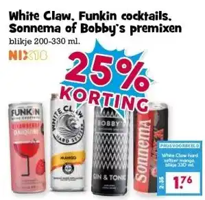 Boon`s Markt White Claw, Funkin cocktails. Sonnema of Bobby's premixen aanbieding