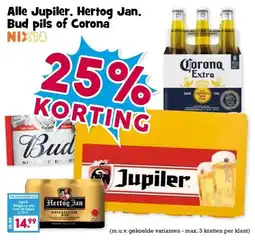 Boon`s Markt Alle Jupiler, Hertog Jan, Bud pils of Corona aanbieding