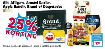 Boon`s Markt Alle Afligem, Amstel Radler, Apple Bandit. Brand of Desperados aanbieding