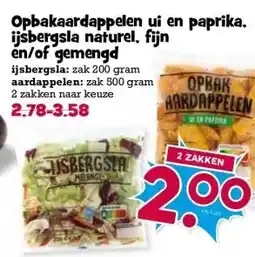 Boon`s Markt Opbakaardappelen ui en paprika. ijsbergsla naturel, fijn en/of gemengd aanbieding
