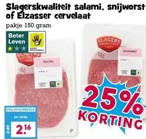 Boon`s Markt Slagerskwaliteit salami, snijworstof Elzasser cervelaat aanbieding