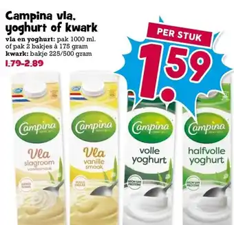 Boon`s Markt Campina vla, yoghurt of kwark aanbieding