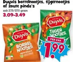 Boon`s Markt Duyvis borrelnootjes. tijgernootjes of zoute pinda's aanbieding
