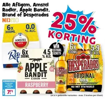 Boon`s Markt Alle Afligem, Amstel Radler, Apple Bandit, Brand of Desperados aanbieding