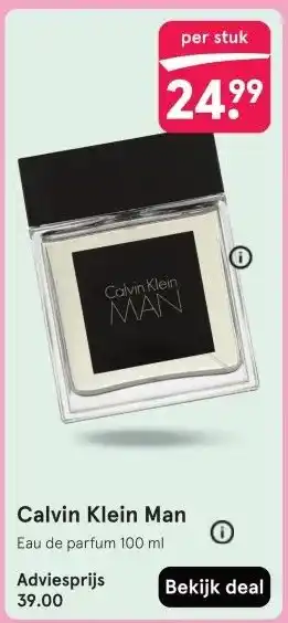 Etos Calvin Klein Man Eau de parfum 100 ml aanbieding