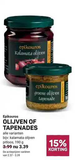 Ekoplaza Epikouros olijven of tapenades aanbieding