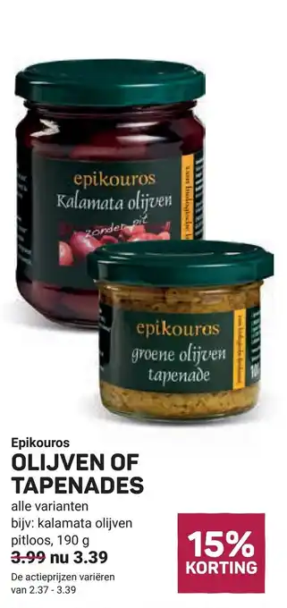 Ekoplaza Epikouros olijven of tapenades aanbieding
