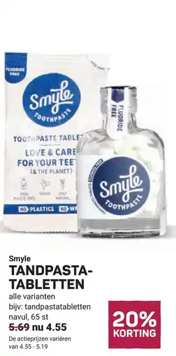 Ekoplaza Smyle tandpasta tabletten aanbieding