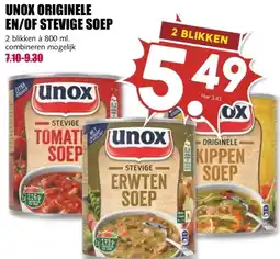 MCD Supermarkt UNOX ORIGINELE EN/OF STEVIGE SOEP aanbieding