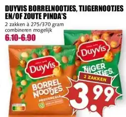 MCD Supermarkt DUYVIS BORRELNOOTJES, TIJGERNOOTJES EN/OF ZOUTE PINDA'S aanbieding
